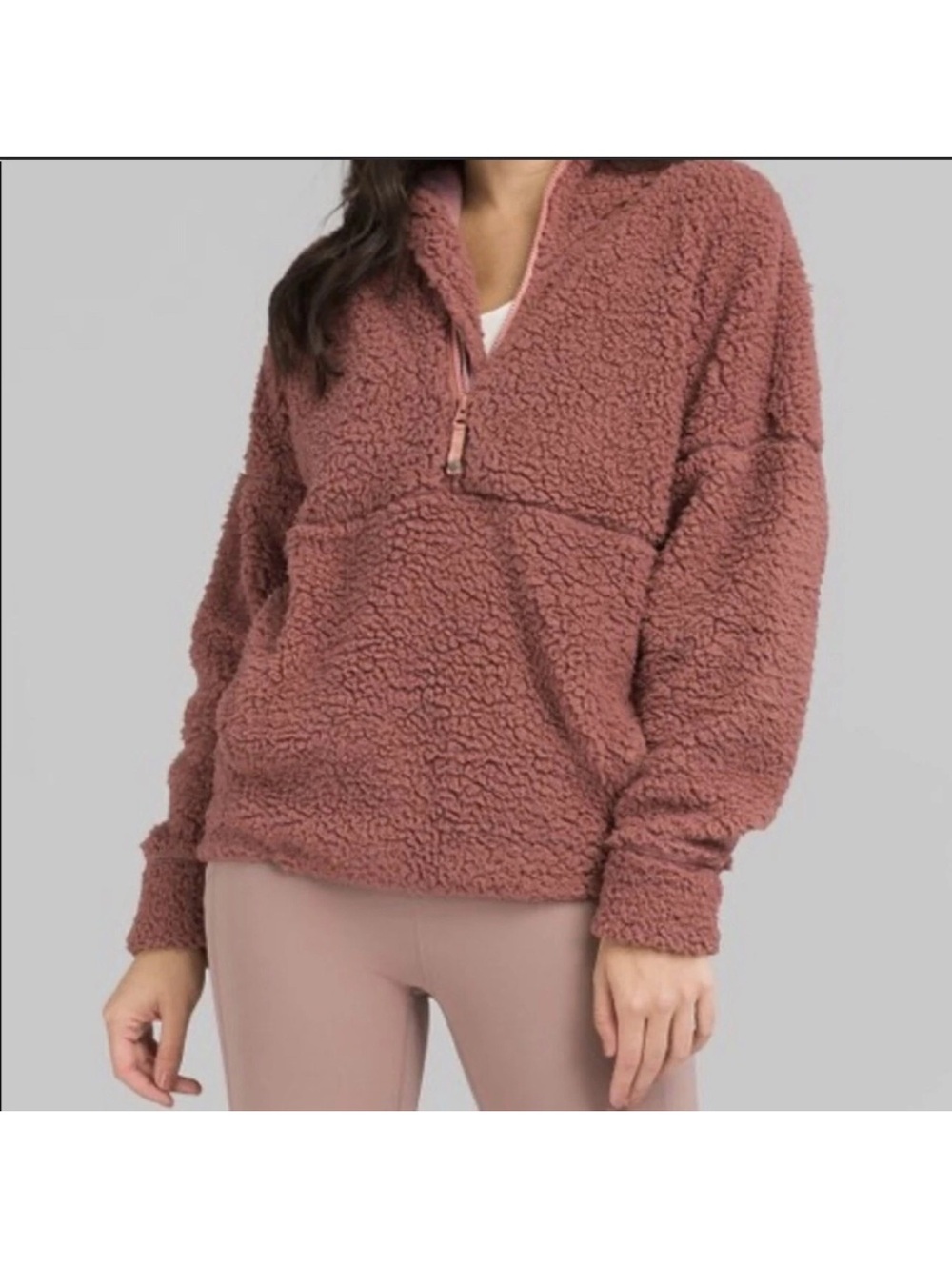 Prana Rose-Mauve Sherpa-Lined Zip Pullover